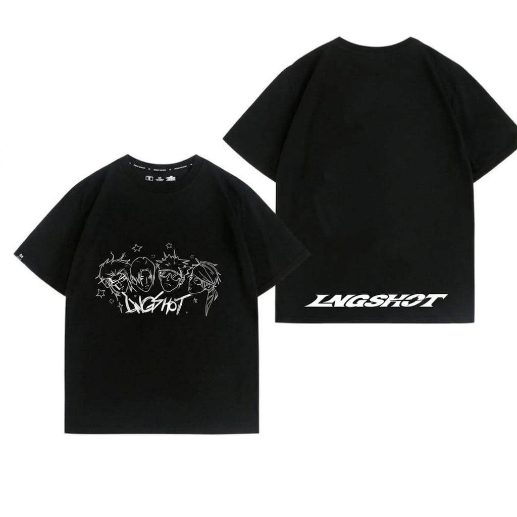 LNGSHOT T-SHIRTS 100% COTTON (white and black)